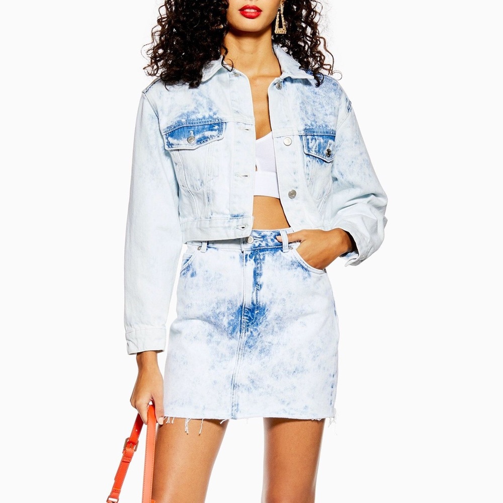 Top shop acid was denim skirt